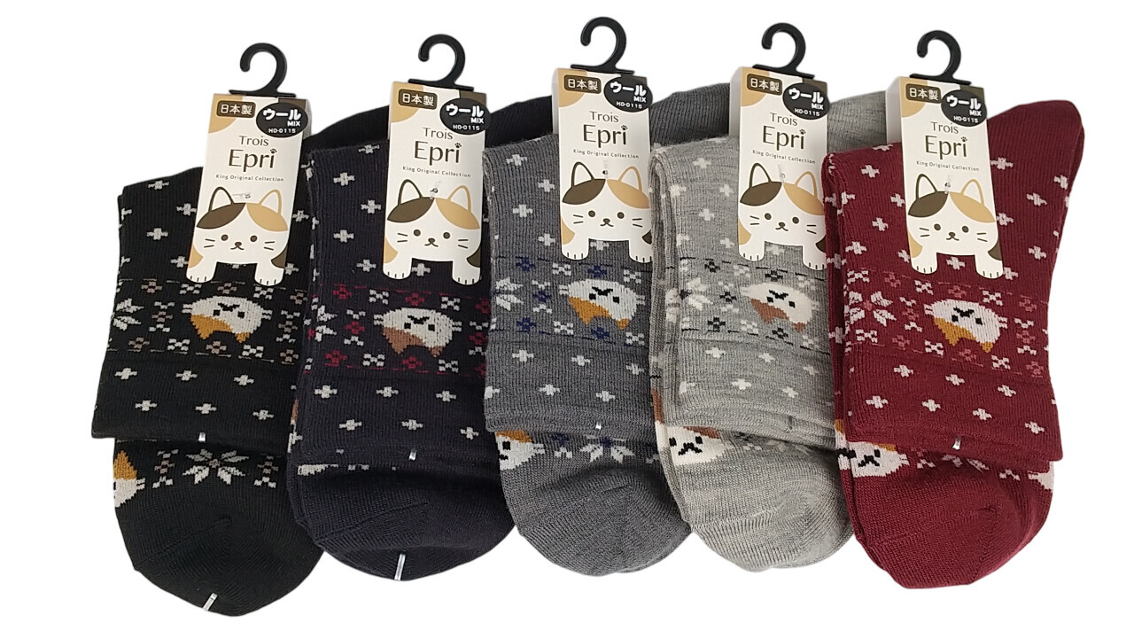 日式貓貓圖案襪 (日本製)