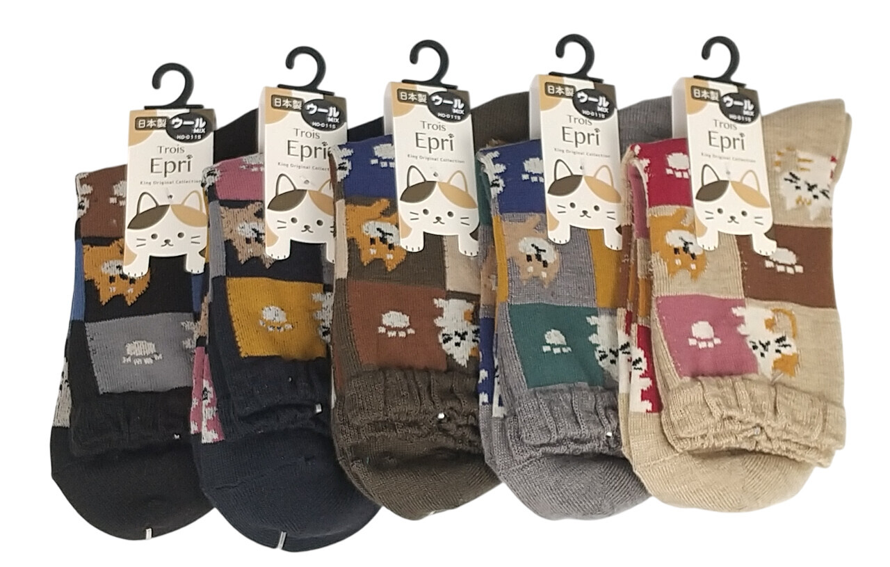 日式貓貓圖案襪 (日本製)