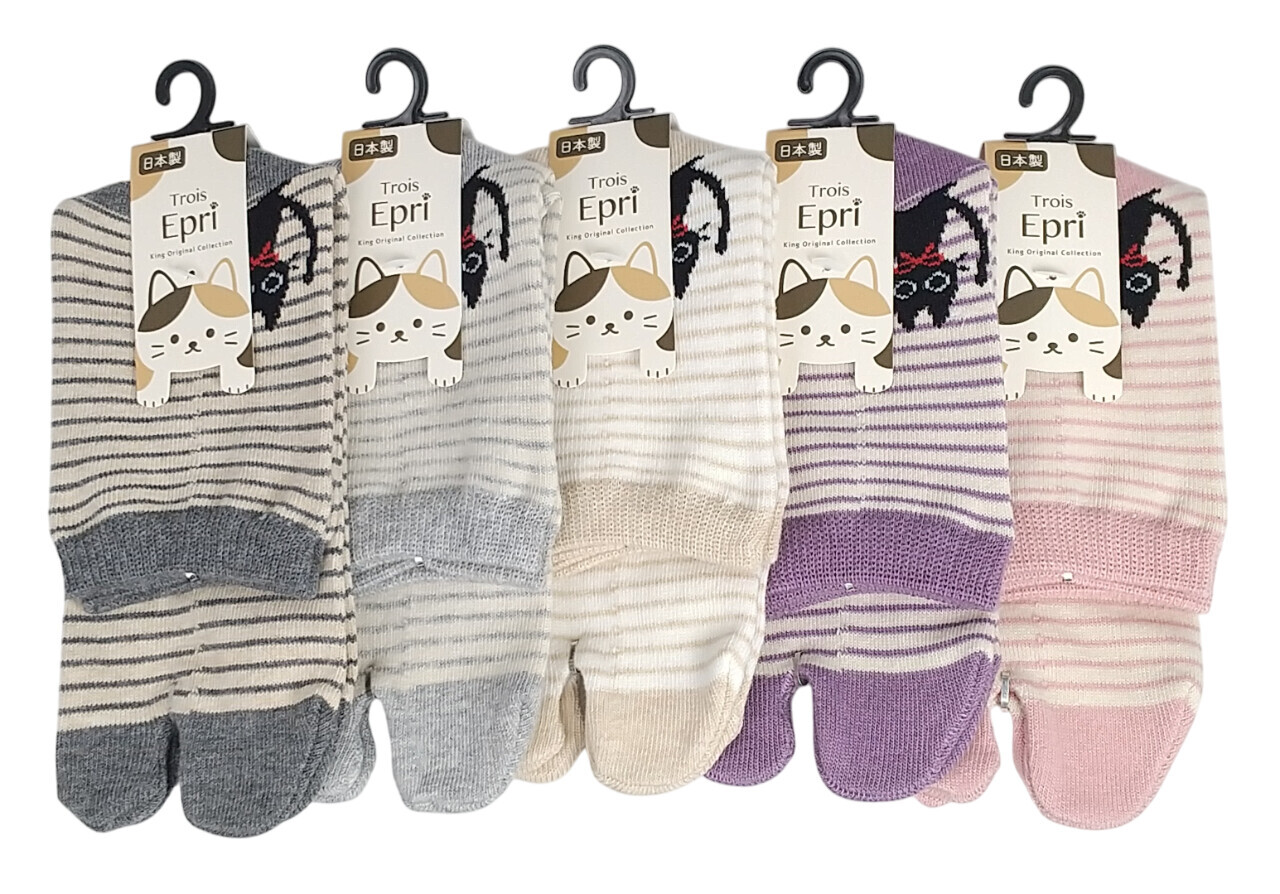日式貓貓圖案腳趾襪 (日本製)