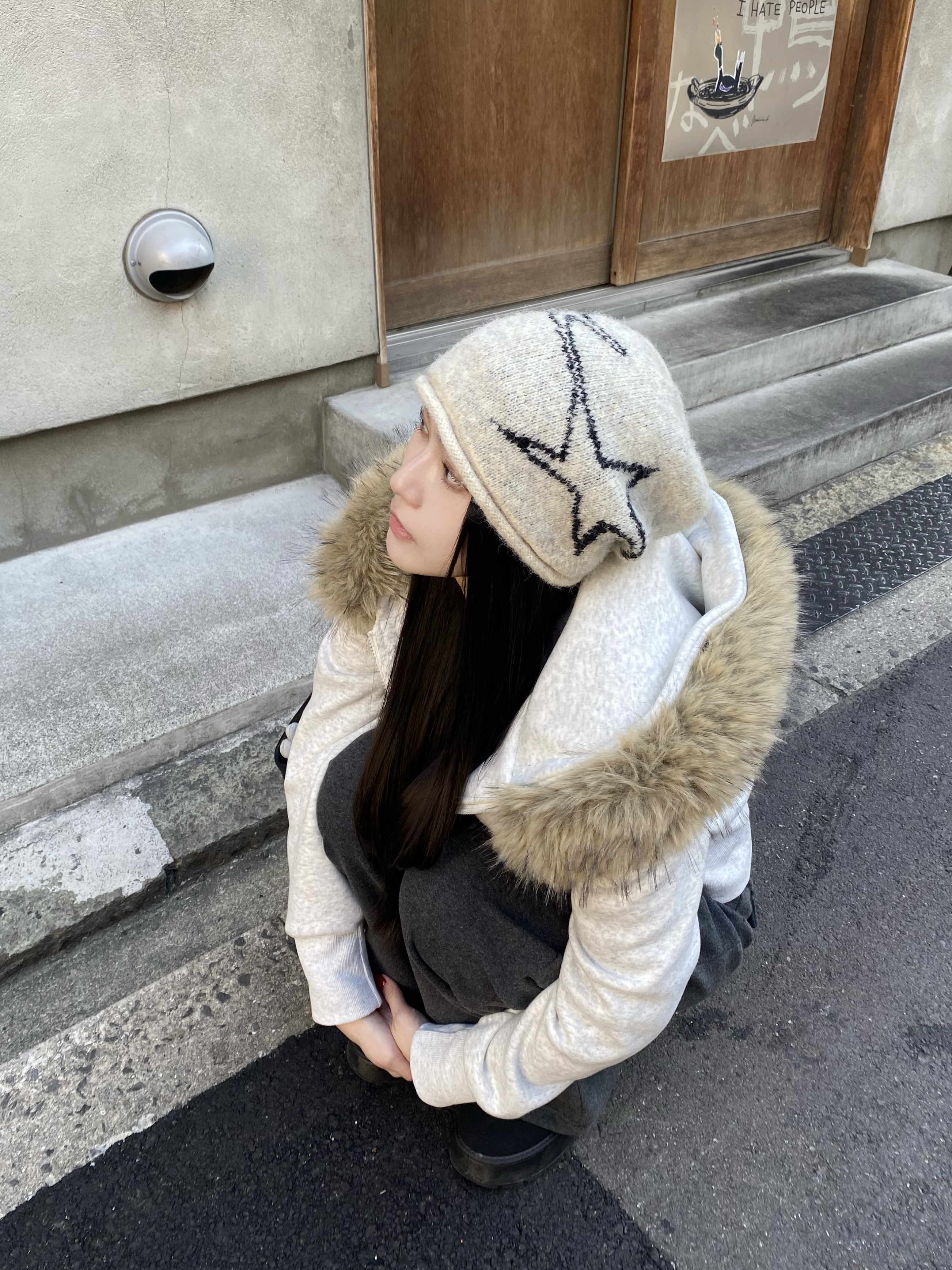 星星針織堆堆毛帽