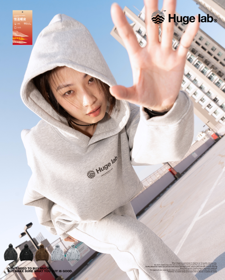 Huge Lab. 喜鵲ThinkBigger 厚鋪棉落肩帽T