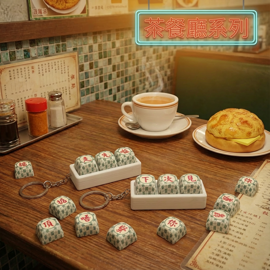 【港式茶記】經典茶餐廳系列 機械按鍵解壓匙扣 (支援客製化)