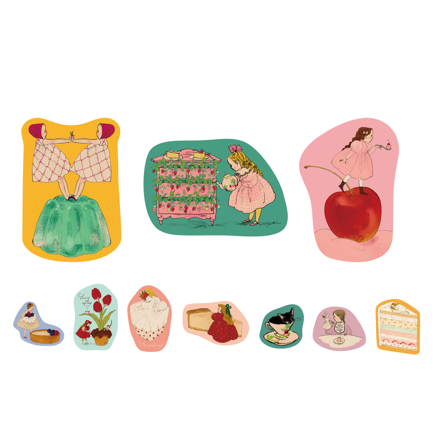 女孩下午茶 40枚 和紙貼紙包｜日本Kurahashirei