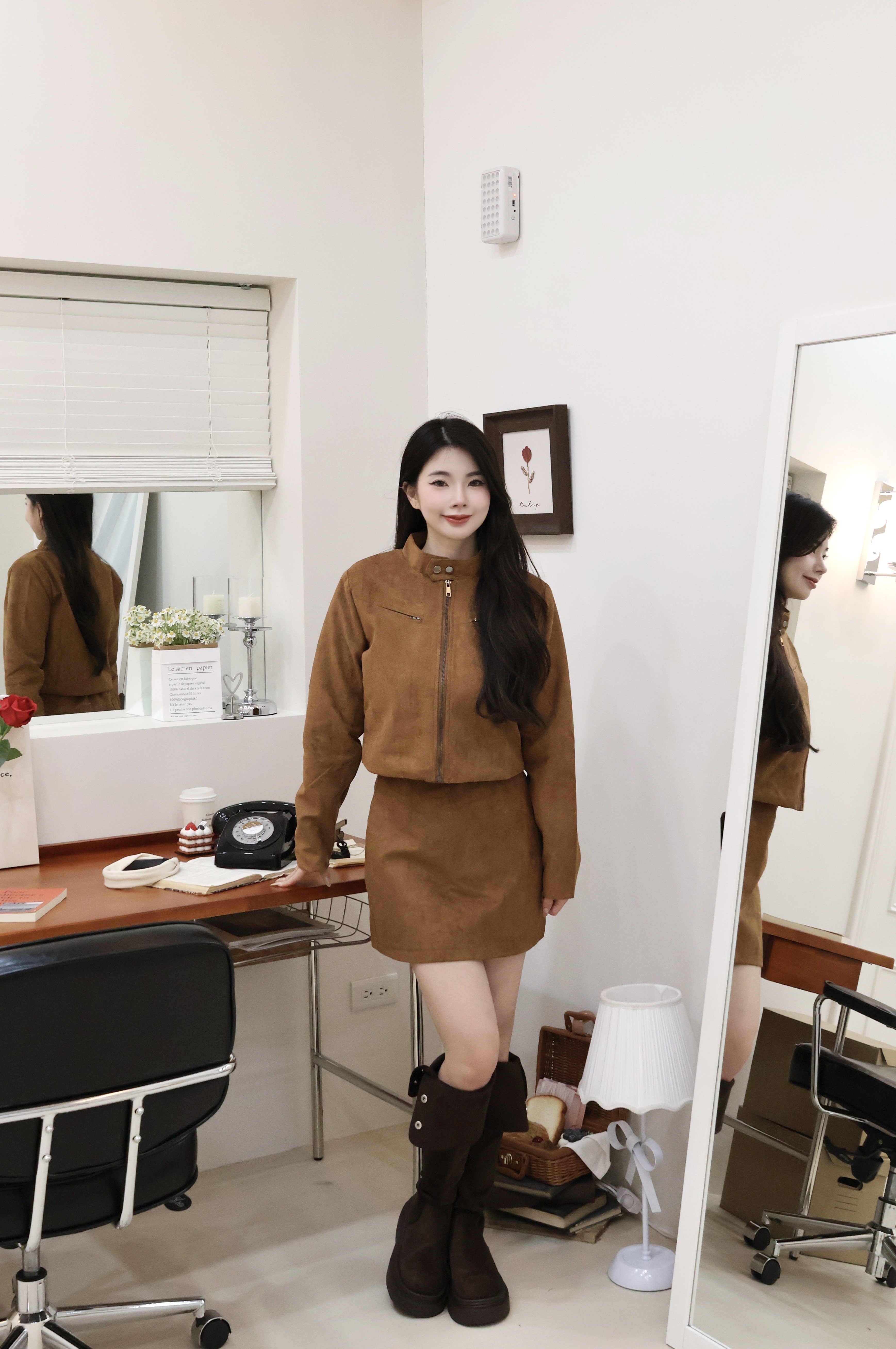 復古機車麂皮套裝🐈‍⬛