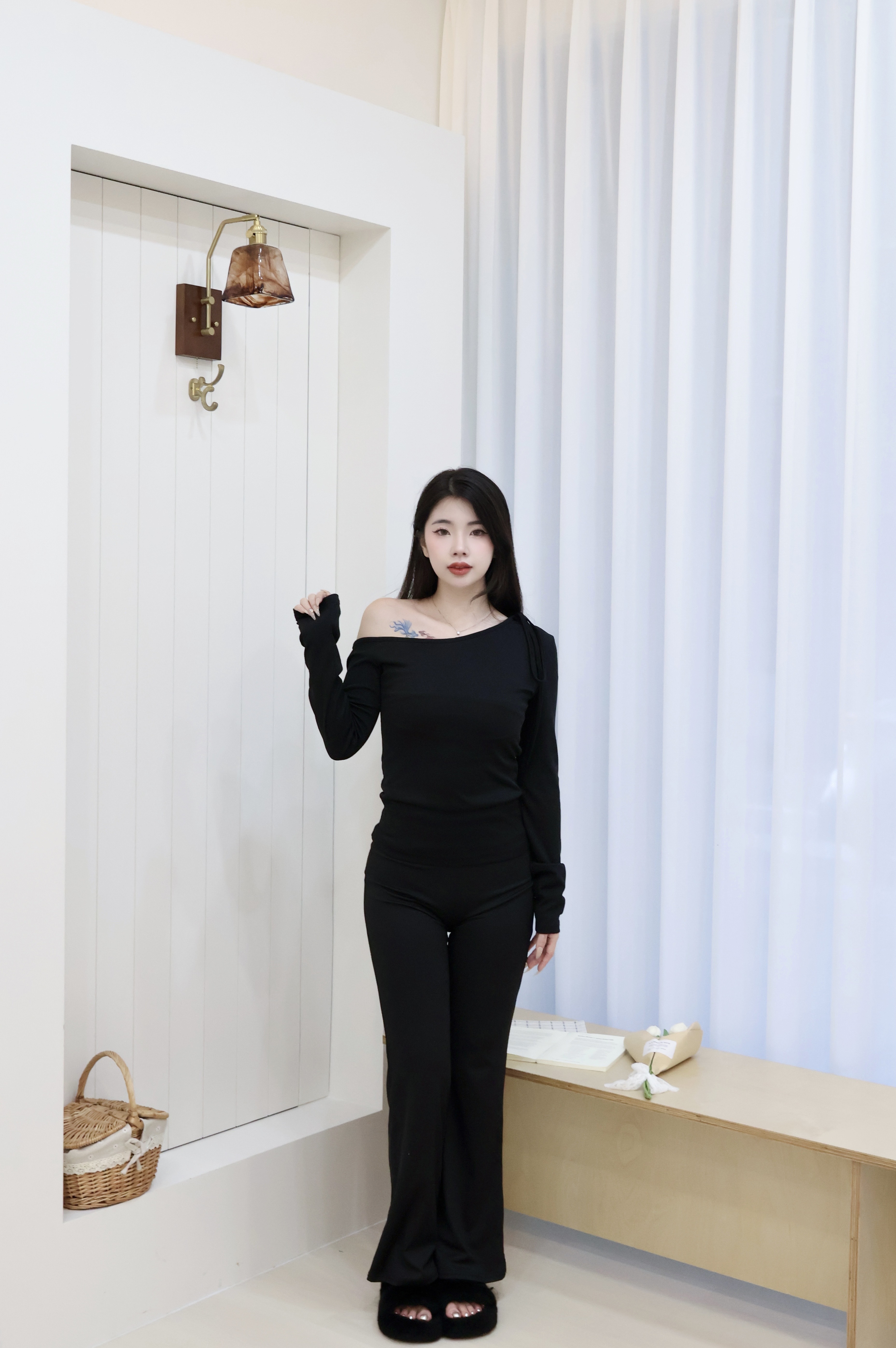 純欲斜肩膀帶🖤