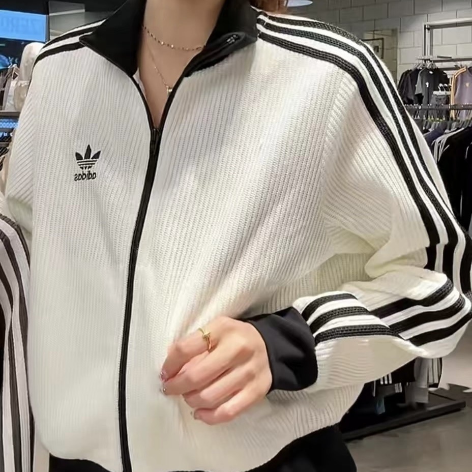 adidas ORIGINALS TRACK TOP SS25 KNIT 三葉草 三線條 華夫格 短版針織運動外套 女款 KC2649