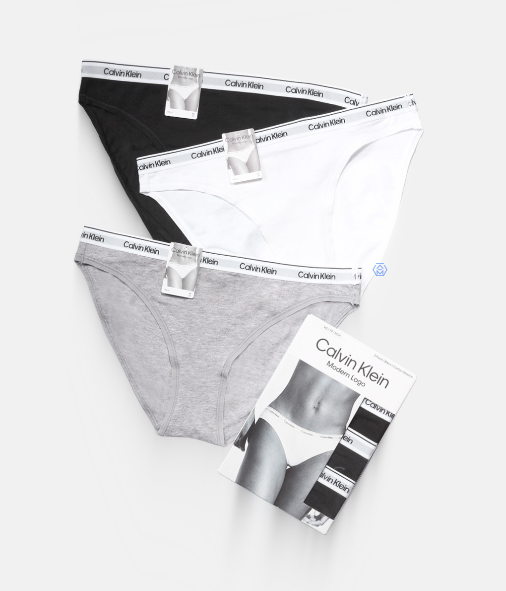 Calvin Klein Modern Logo Bikini Briefs 黑灰白細帶包臀內褲 (QD5207E-MPI) (3入組)