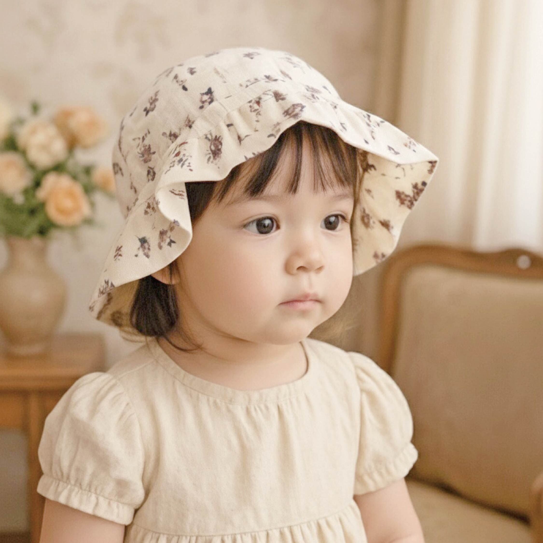 【JA1565】歐式田園碎花寶寶遮陽帽