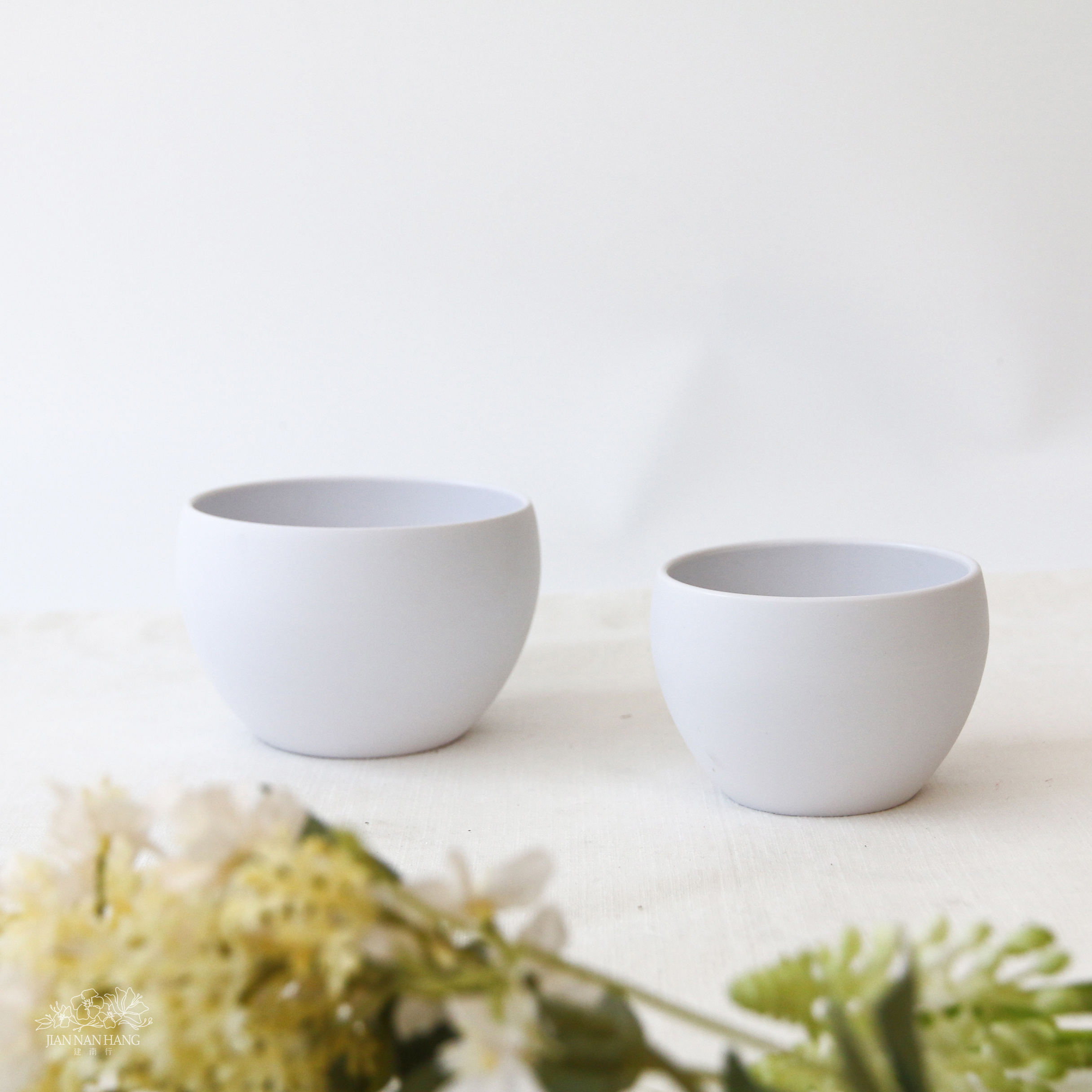 塑膠花器 小圓碗 白 2尺寸