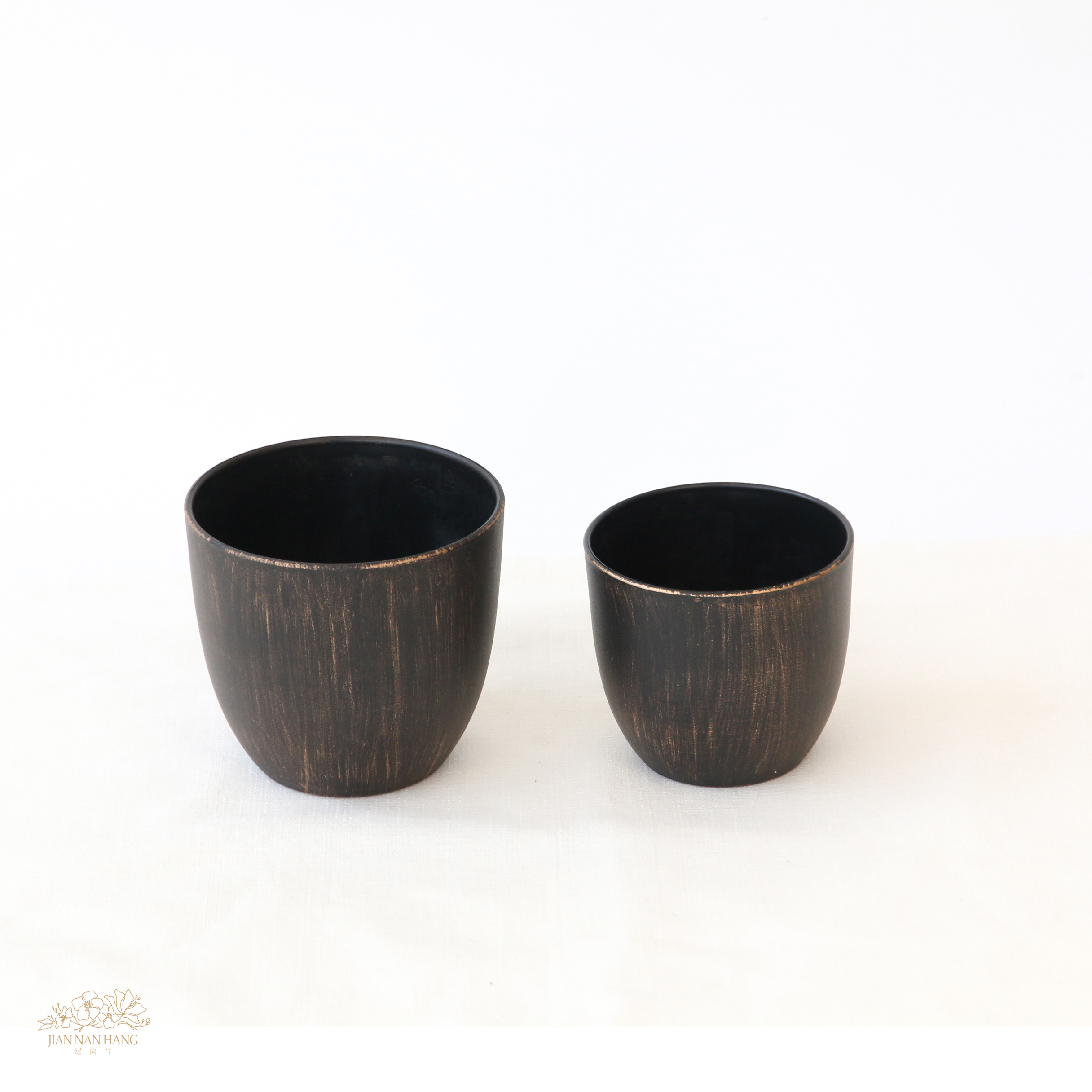 塑膠花器 墨陶 黑金 2尺寸 (預購品)預計11月上旬到貨