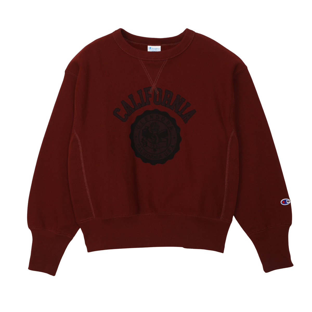 女款-CASUAL 寬版印花衛衣-深紅色（CW-C003-935）