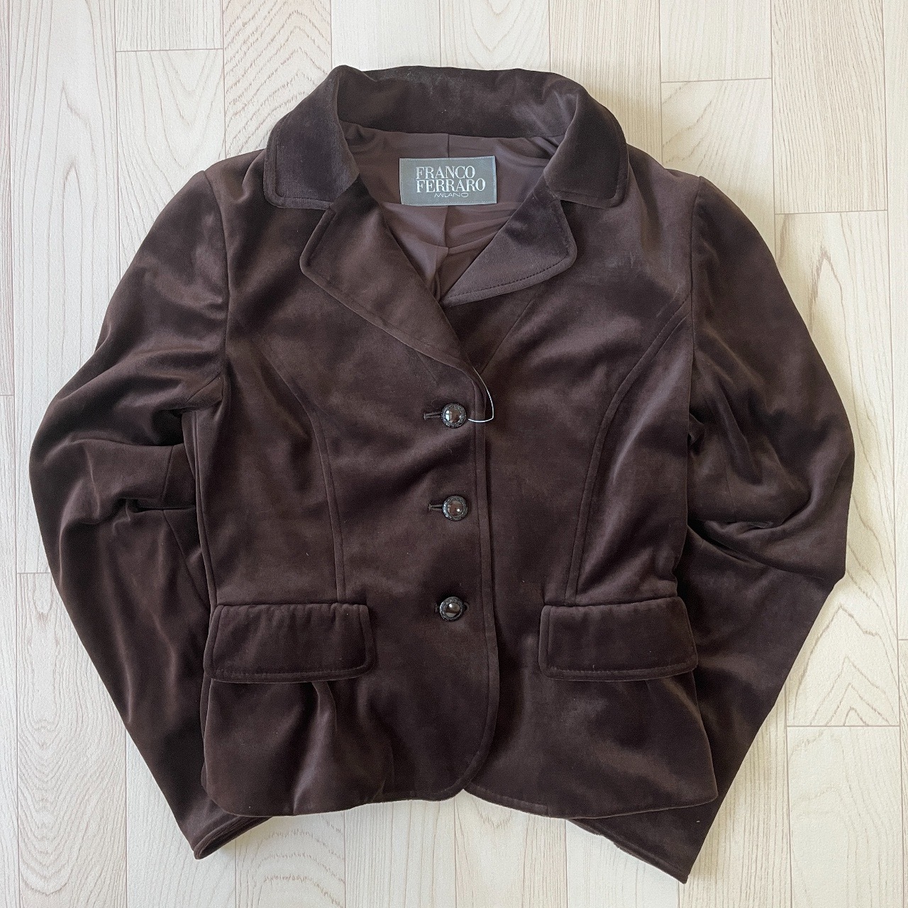 Franco Ferraro日本製啡色絲絨修腰外套