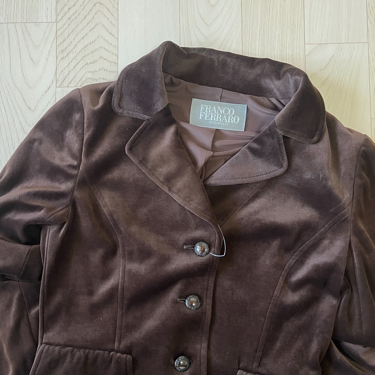 Franco Ferraro日本製啡色絲絨修腰外套