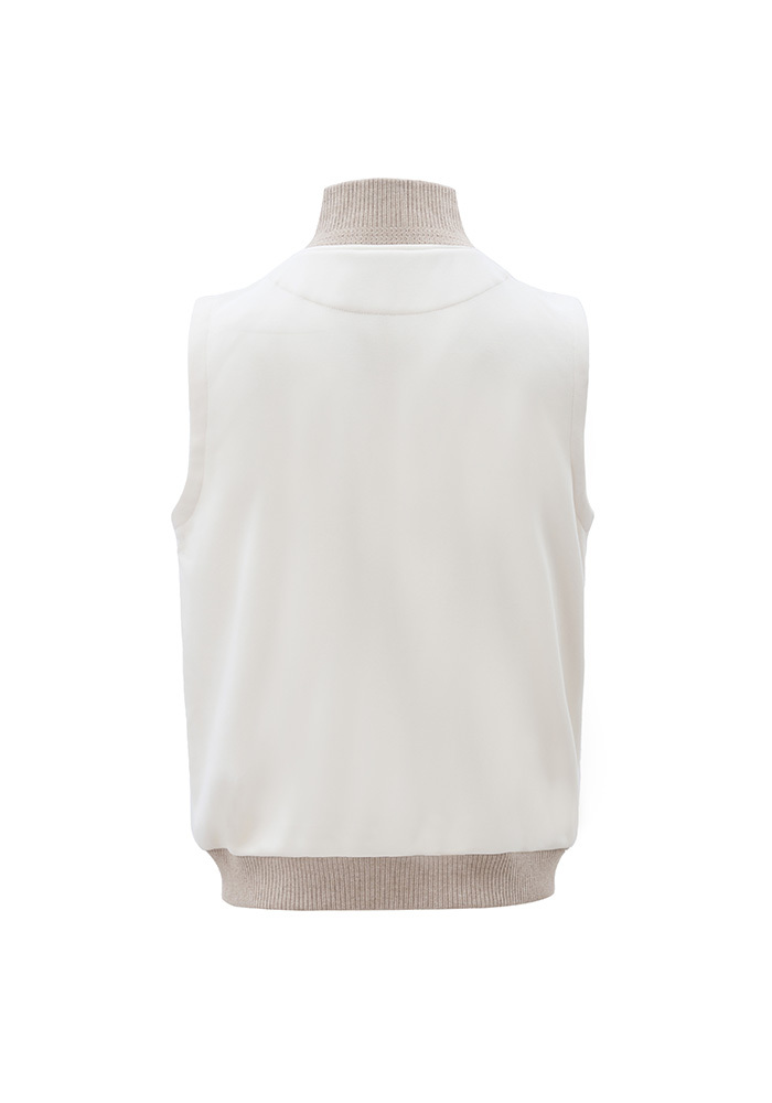 彈性拼接保暖羽絨背心-暖米色