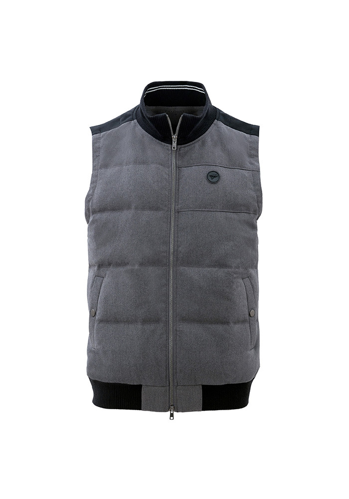 彈性拼接保暖羽絨背心-紳士灰