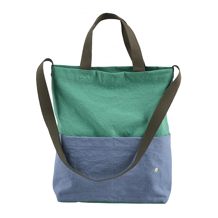 (預購3/31)法國La cerise sur le gâteau 有機棉城市托特包-灰藍x鼠尾草綠