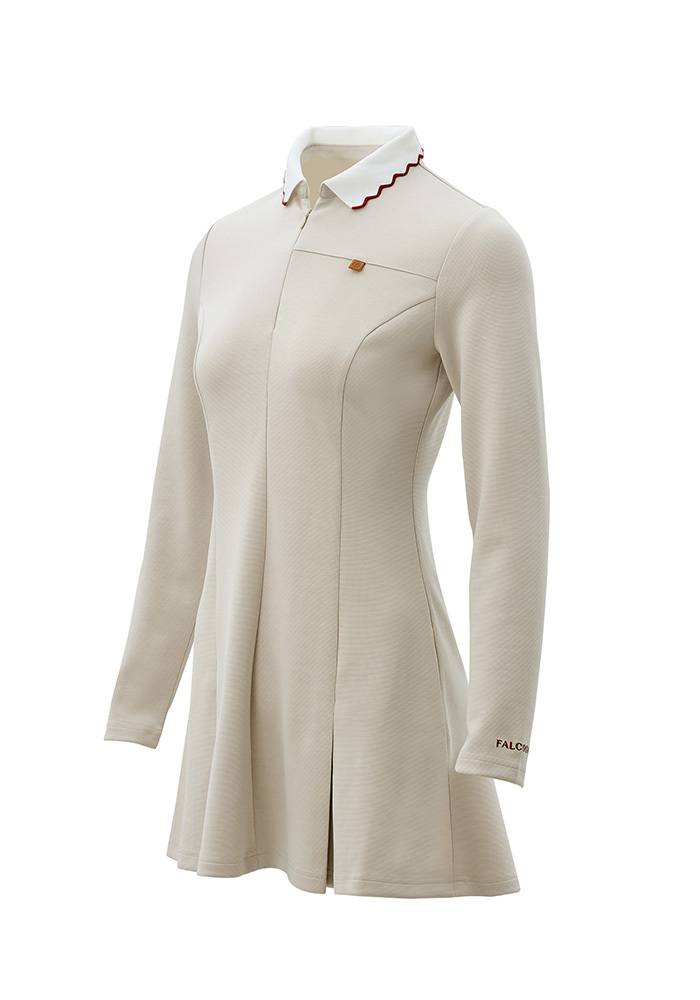 Petale花瓣領飾長袖洋裝-茉莉霧米