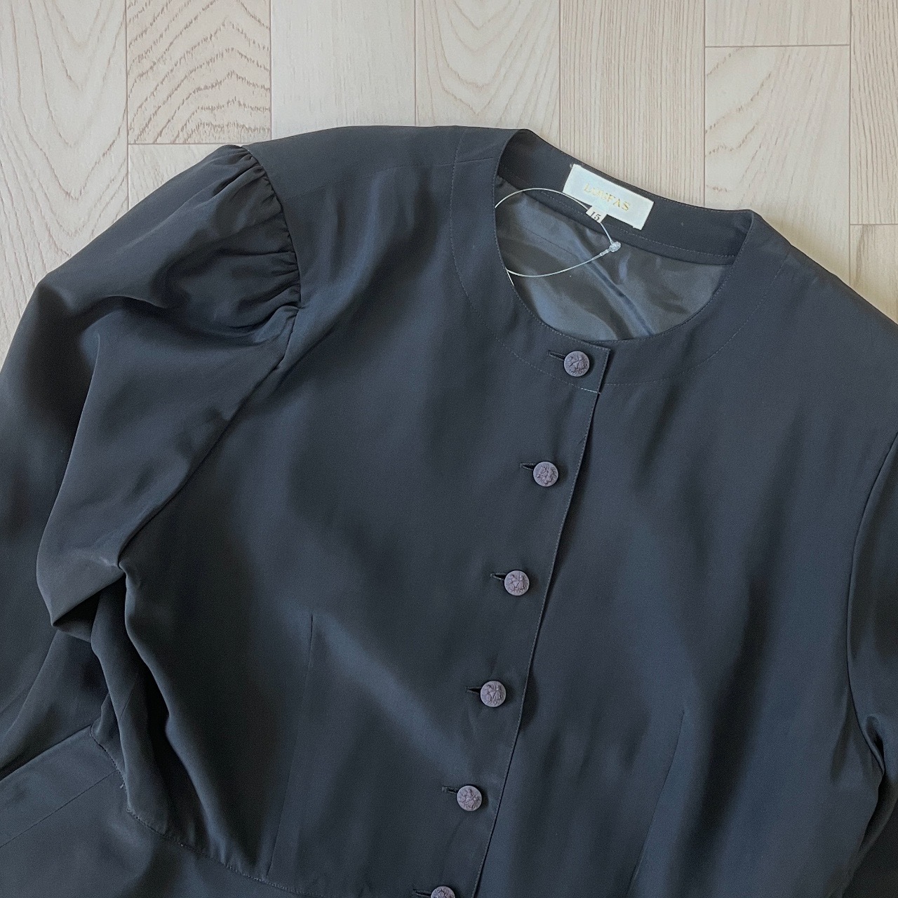 黑色絲質修腰古著襯衣