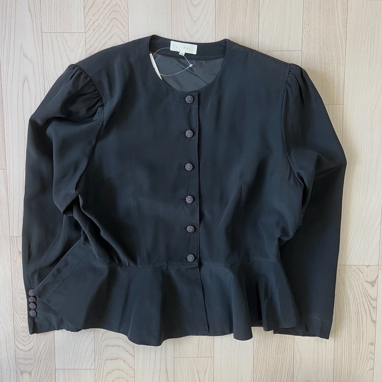 黑色絲質修腰古著襯衣