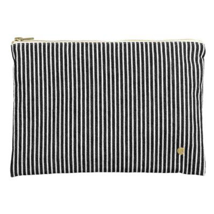 法國La cerise sur le gâteau 有機棉防水分類收納袋-黑條紋(大)