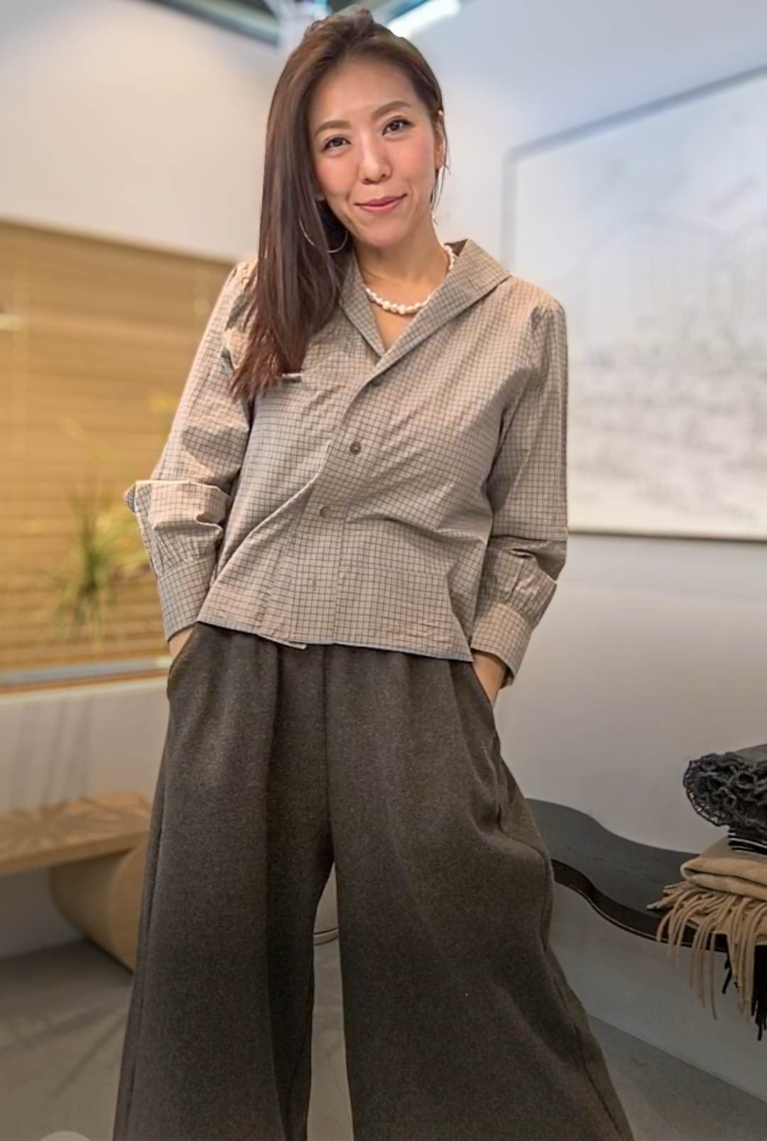 🎈K8238  ▶️格子上衣 👉B:106cm L:56cm