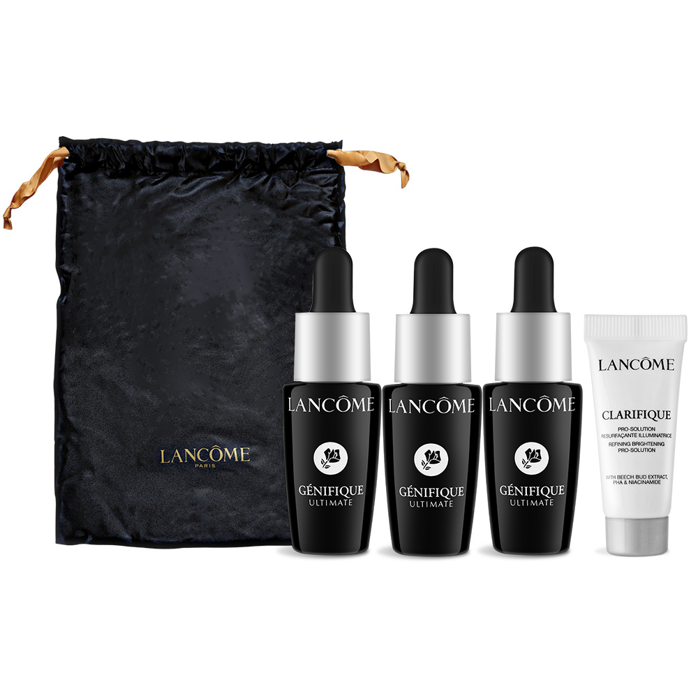 LANCOME 蘭蔻 超極限肌因淨亮保養組[小黑瓶+淡斑激萃+束口袋]