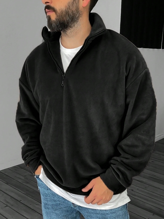 KADMAX大尺碼-大碼男抓絨開領寬板圓領大學TEE〈KSMS2699〉