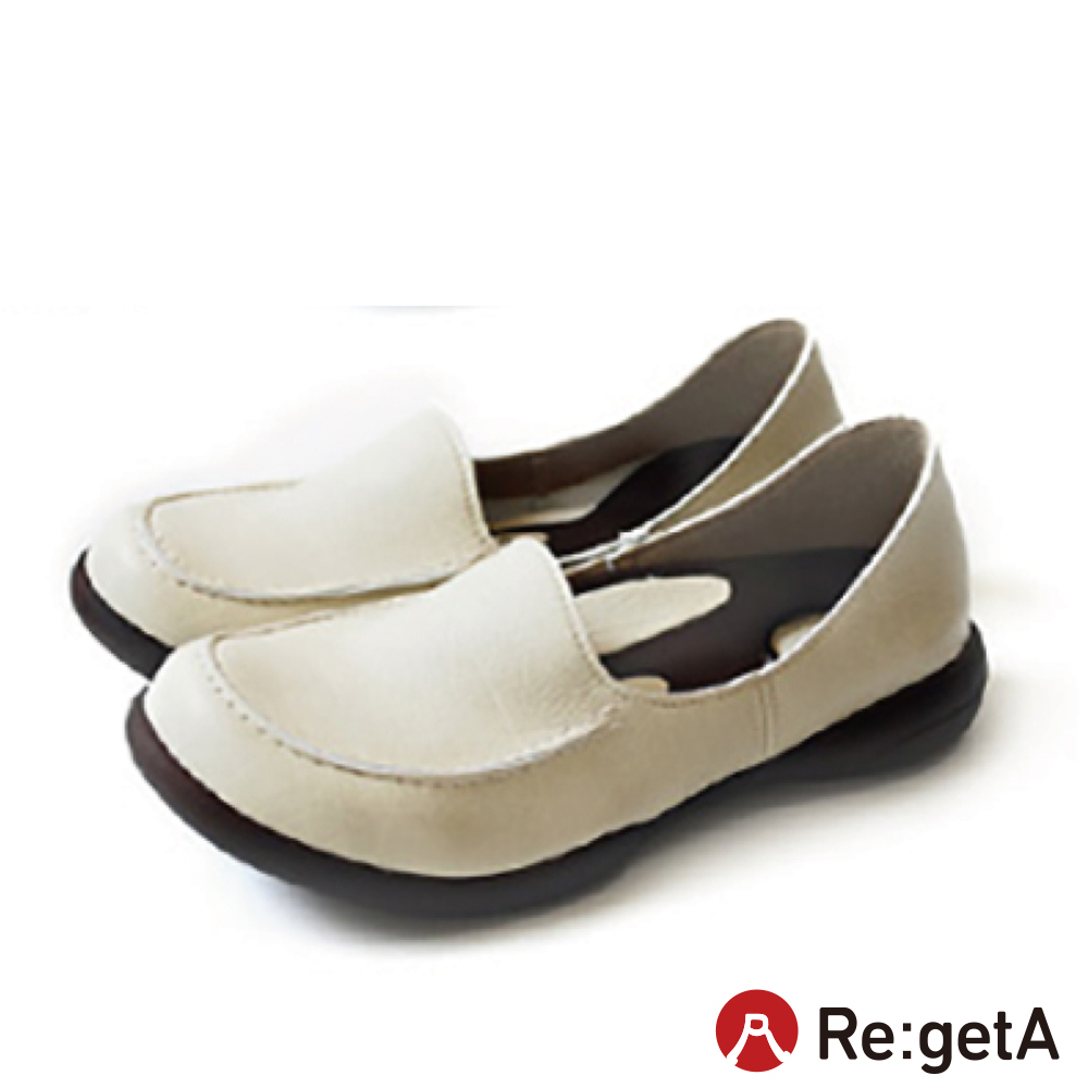 大阪樂步健康鞋Re:getA 可後踩經典樂福鞋R302(IVO-象牙白)
