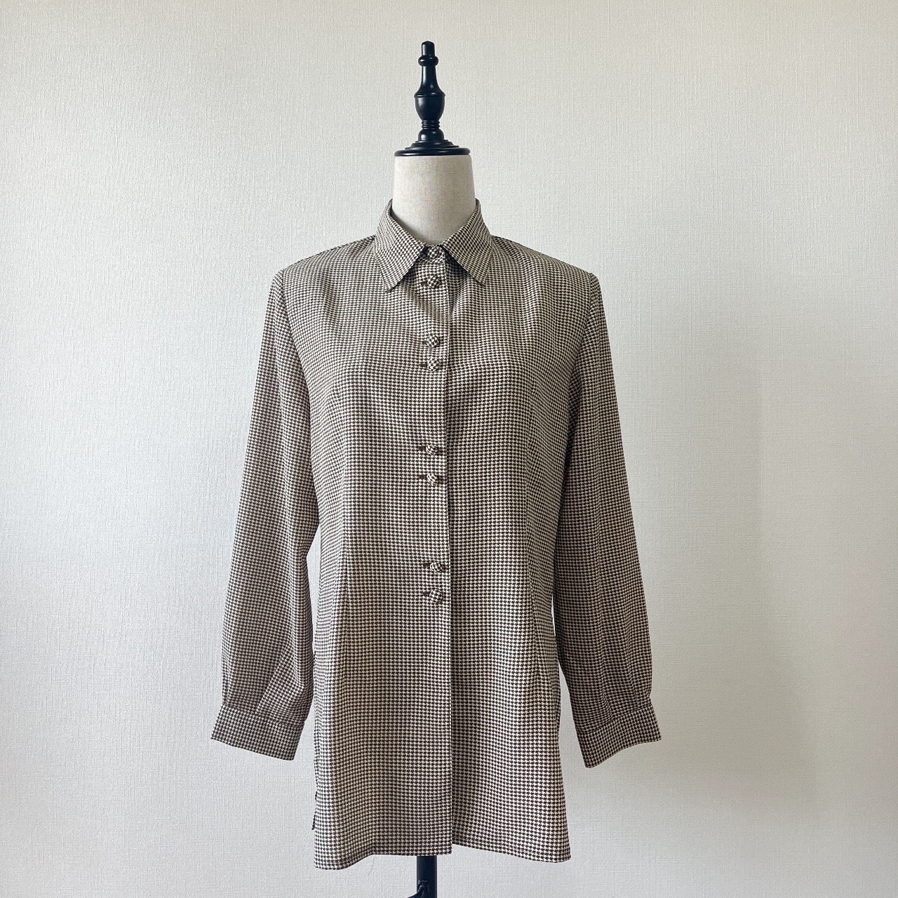 啡色細格紋古著上衣