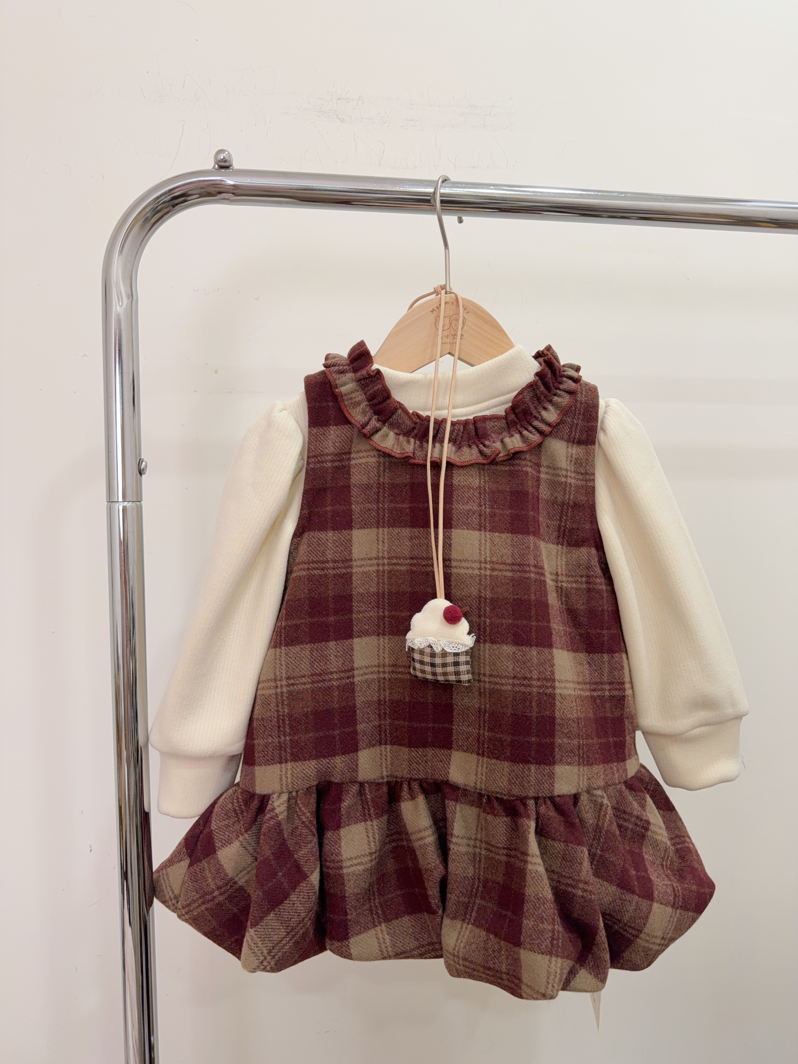 007735格子燈籠裙尾兩件套