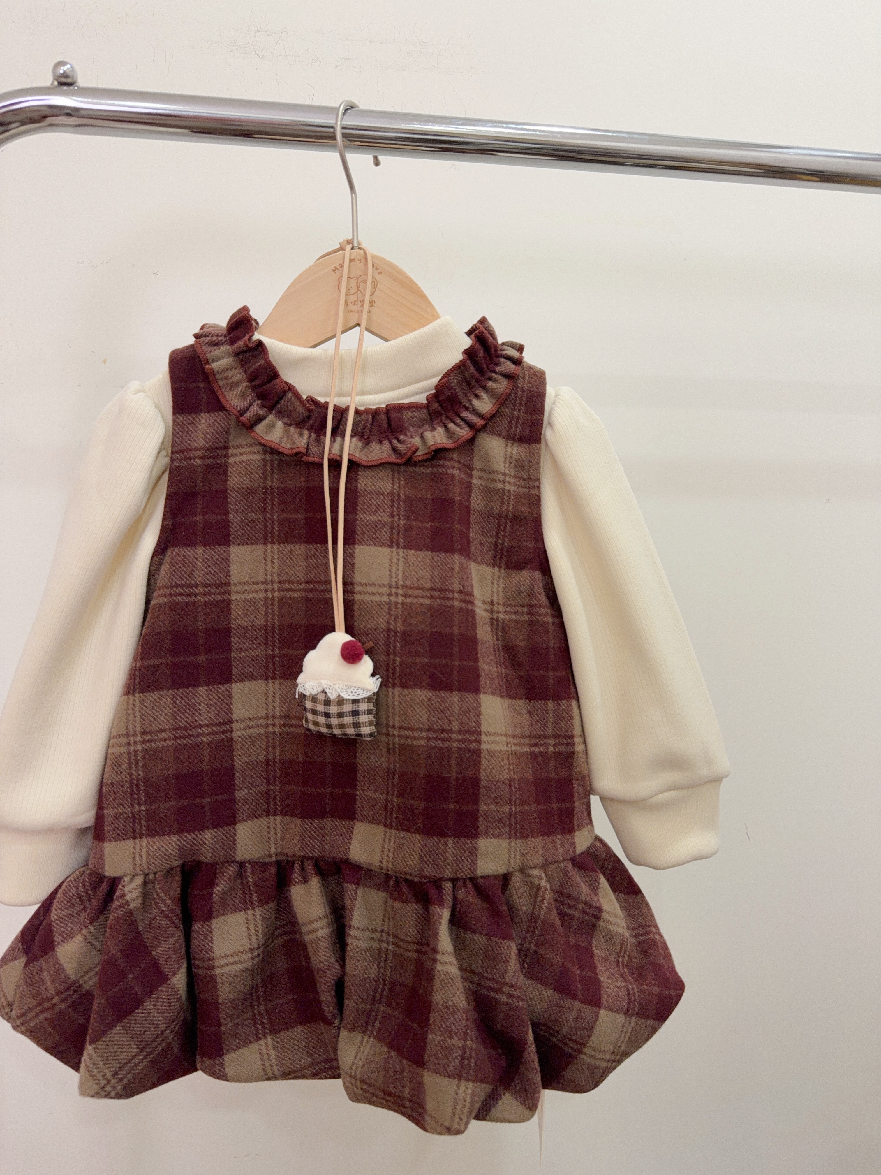 007735格子燈籠裙尾兩件套