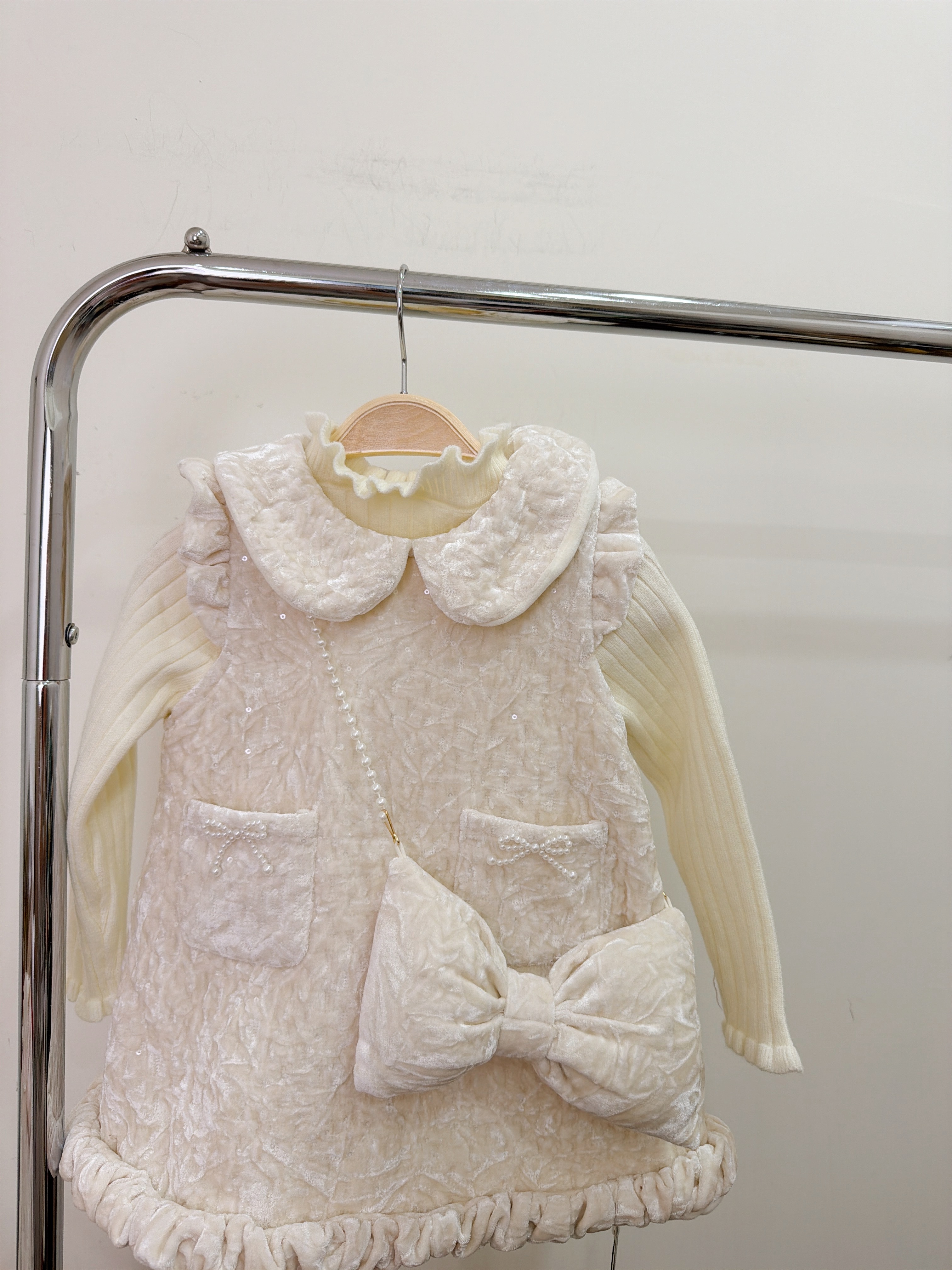 x2568過年企劃-氣質女孩絨布洋裝兩件組