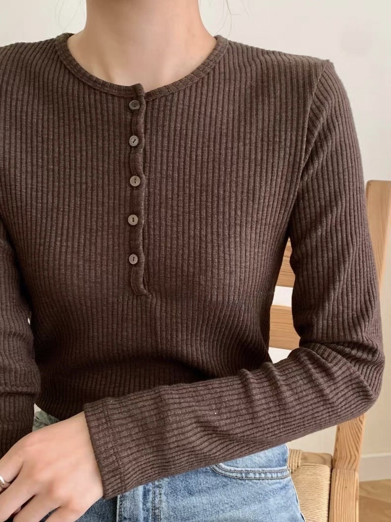 452 正韓排釦直螺紋上衣