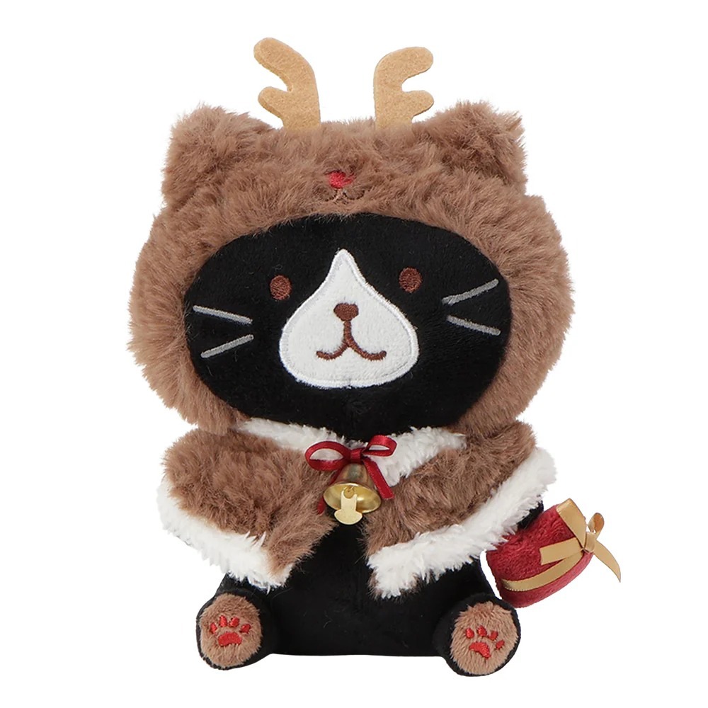 Fuku Fuku Nyanko Christmas Sitting Doll 20cm - Kurosuke