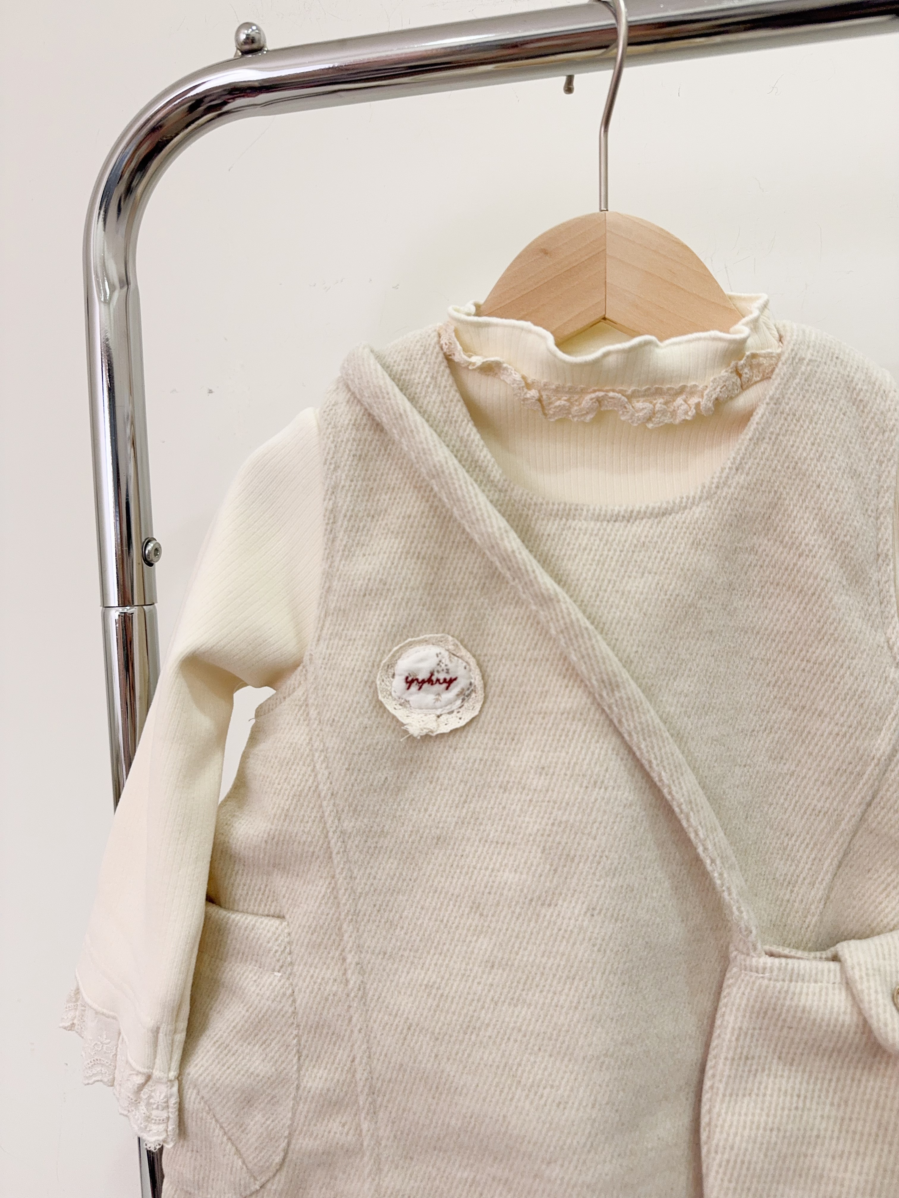 9880磨毛貼布背心裙兩件套