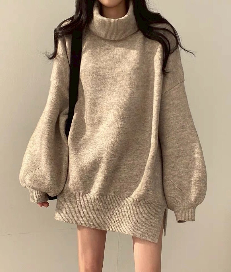 韓系高領側開岔素面短洋