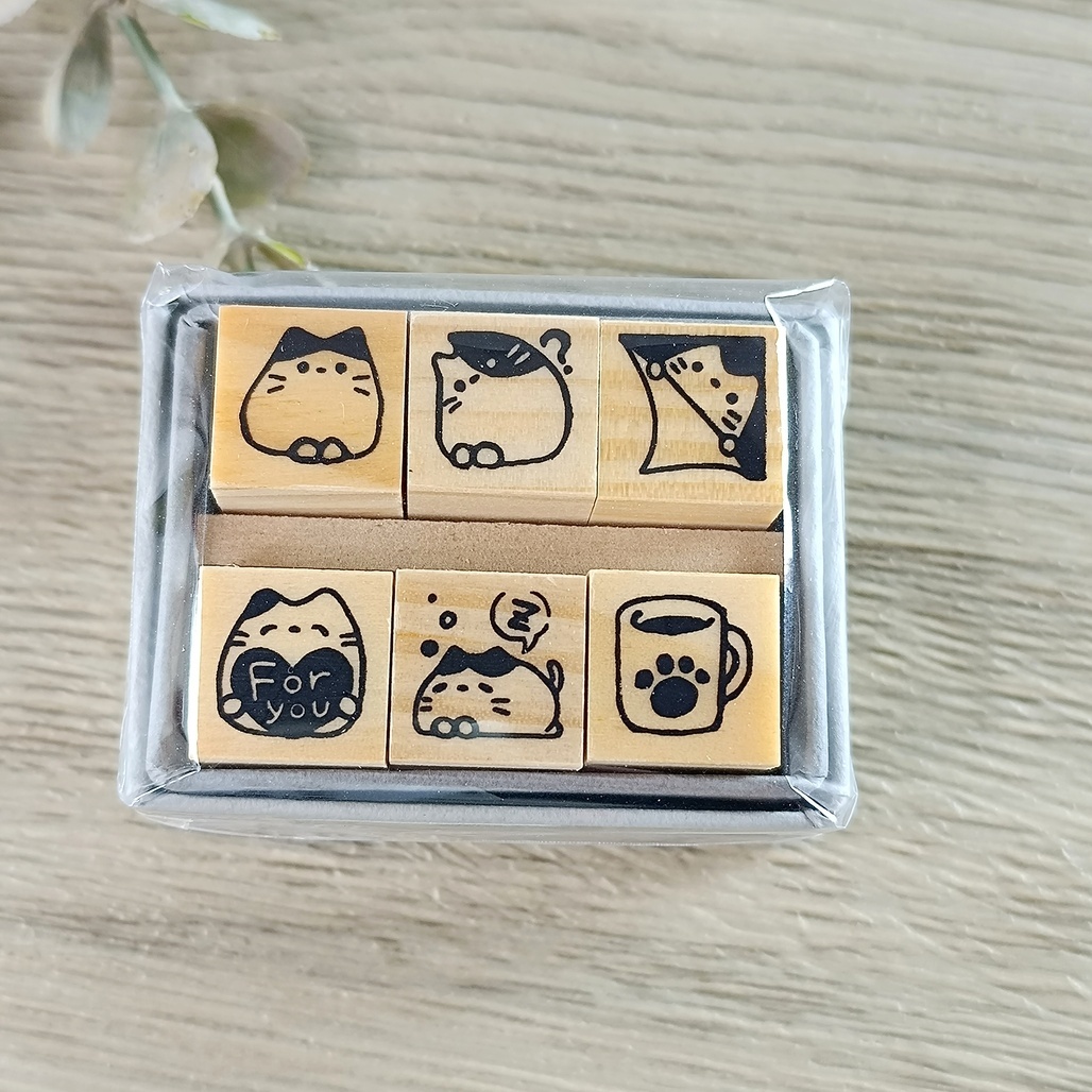 日本スタンプ工房愛．迷你印章六入組 貓咪 MINI6-03
