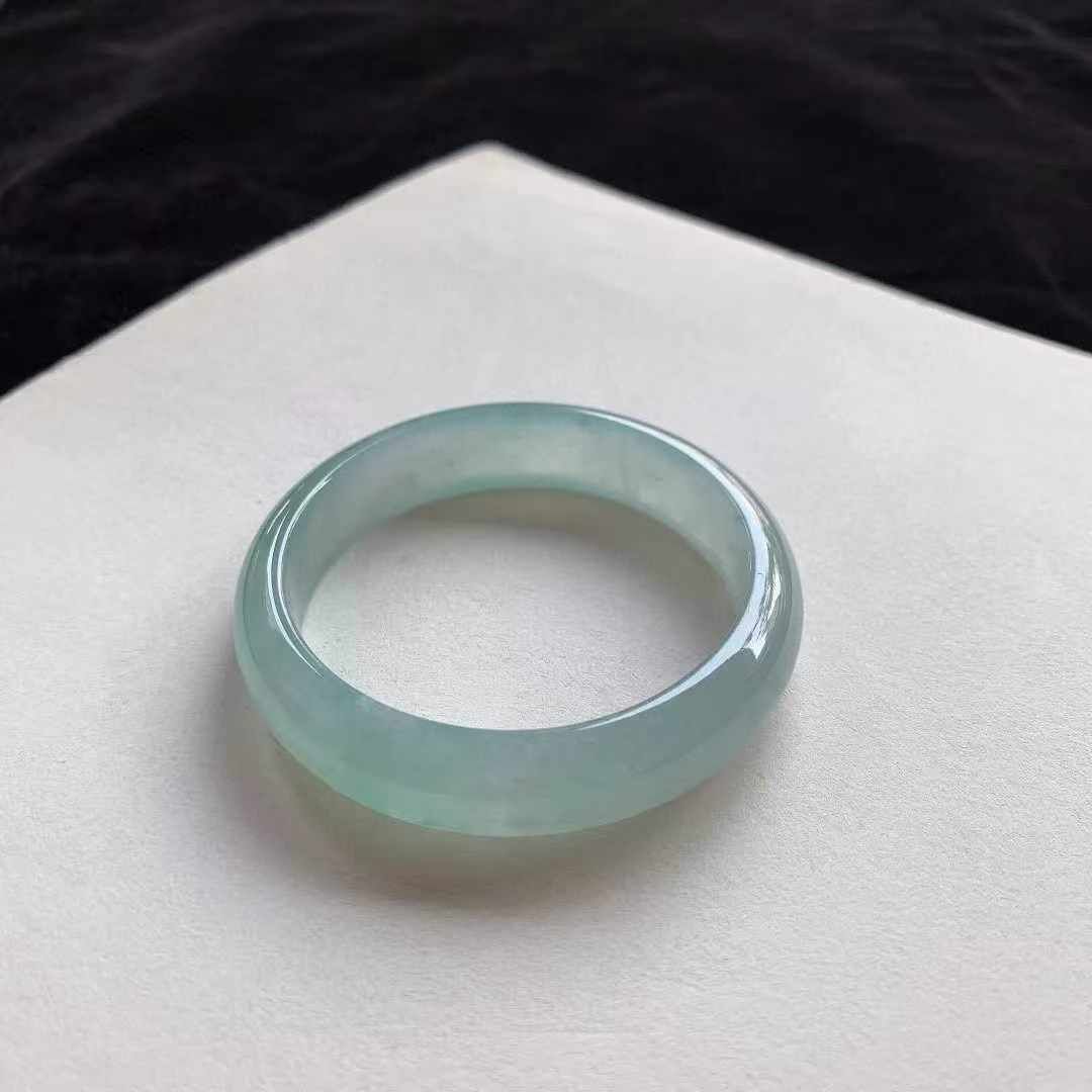 127563 52.3mm翡翠冰種晴綠正圈手鐲 (52-54)