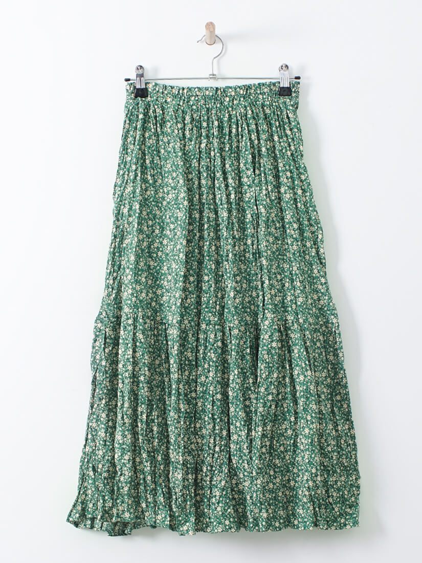 日系小碎花內裡磨毛8分裙