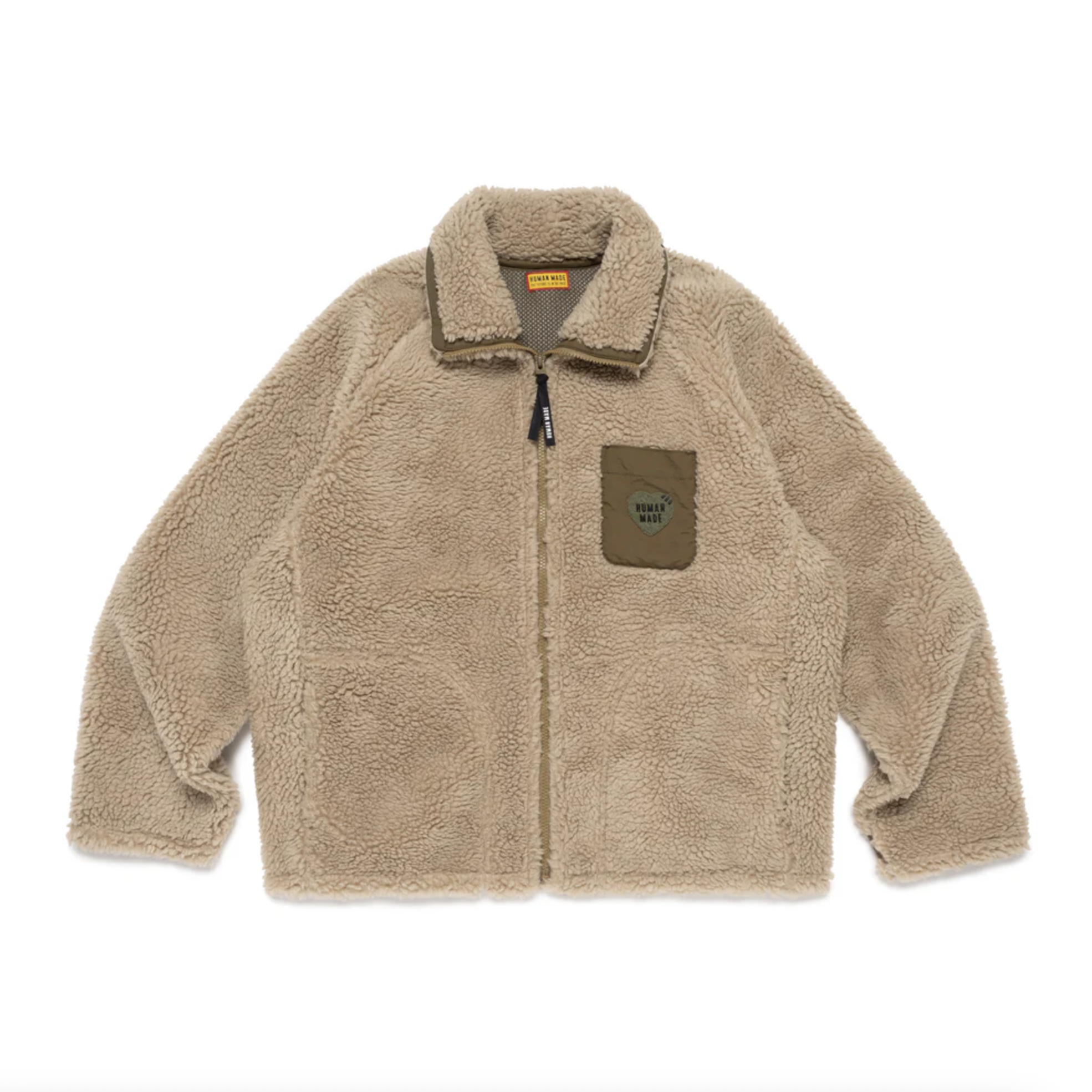 -(B024)-HUMAN MADE FLEECE JACKET 北極熊 搖粒絨外套 紅/卡其-HM30JK025