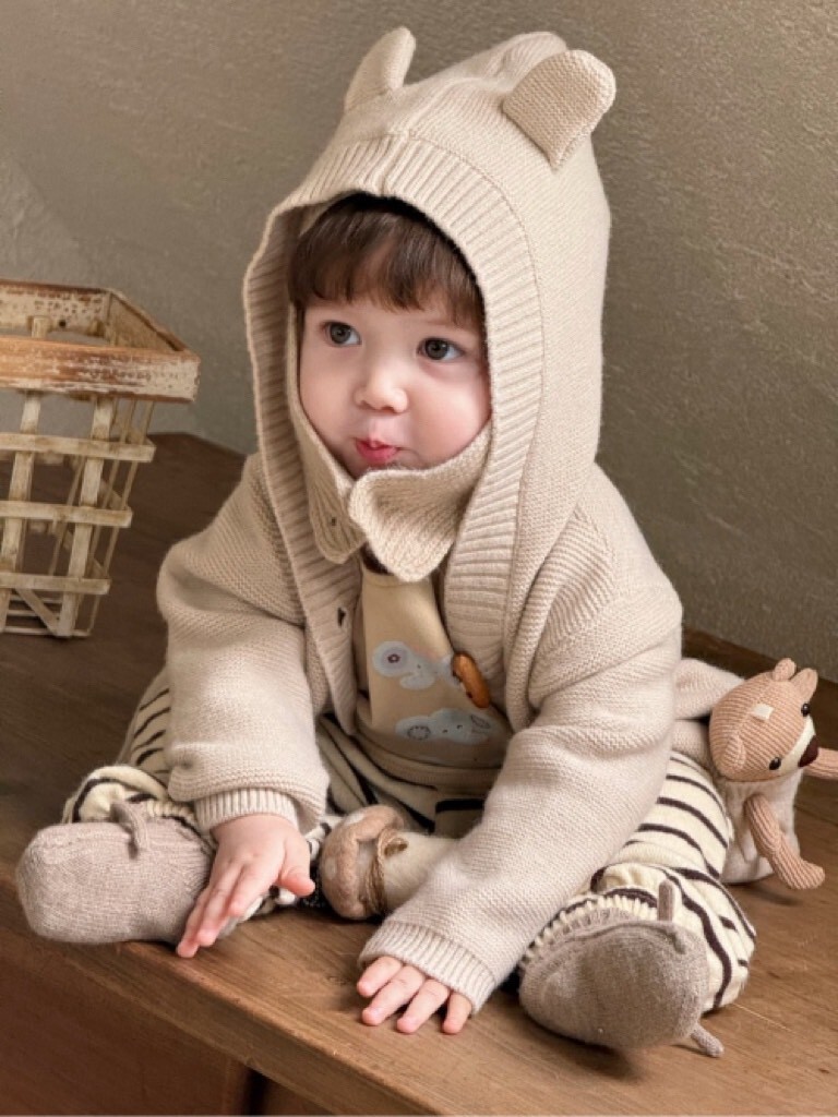 軟萌小熊針織帽外套