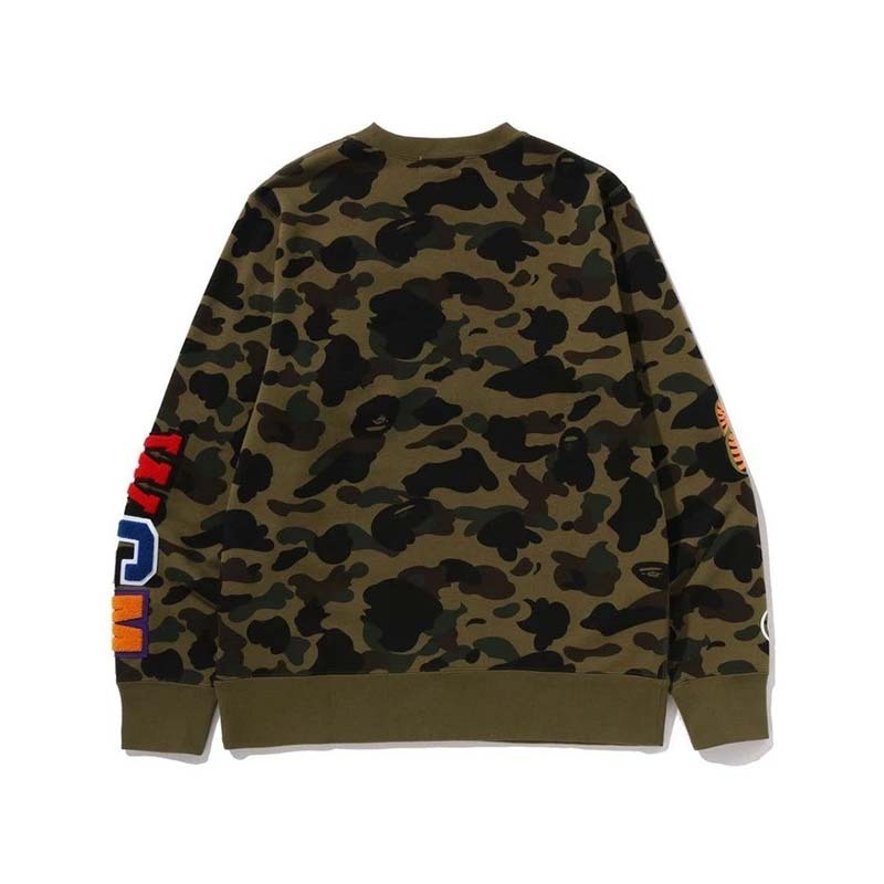 Bape 1st Camo Shark Crewneck Sweat Shirt 綠迷彩 大學T 長袖 BAPE-504 [台灣現貨]
