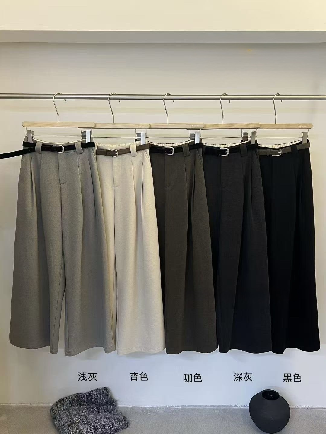 633 厚磅毛呢闊腿褲