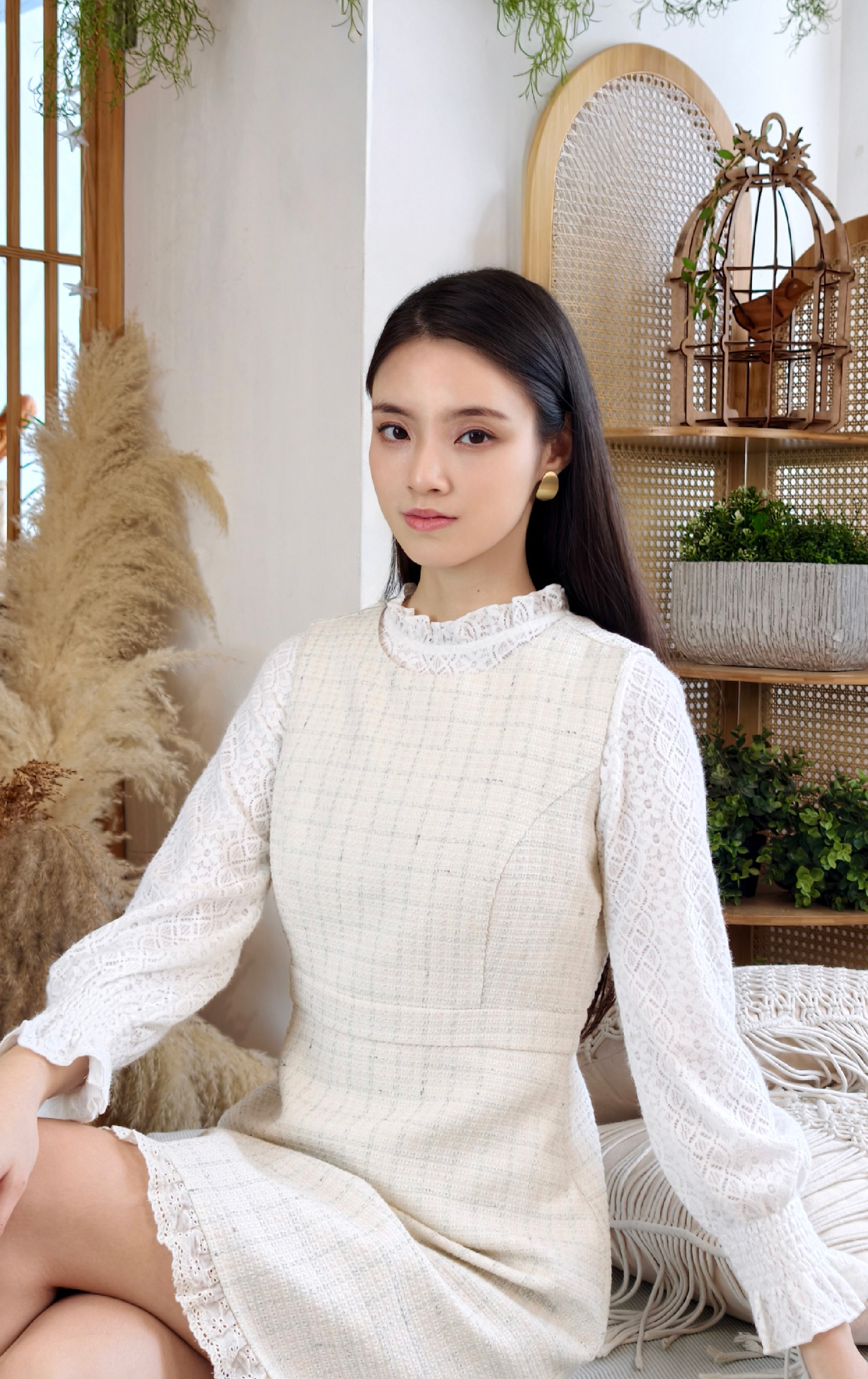 格紋背心連身裙 OP0564