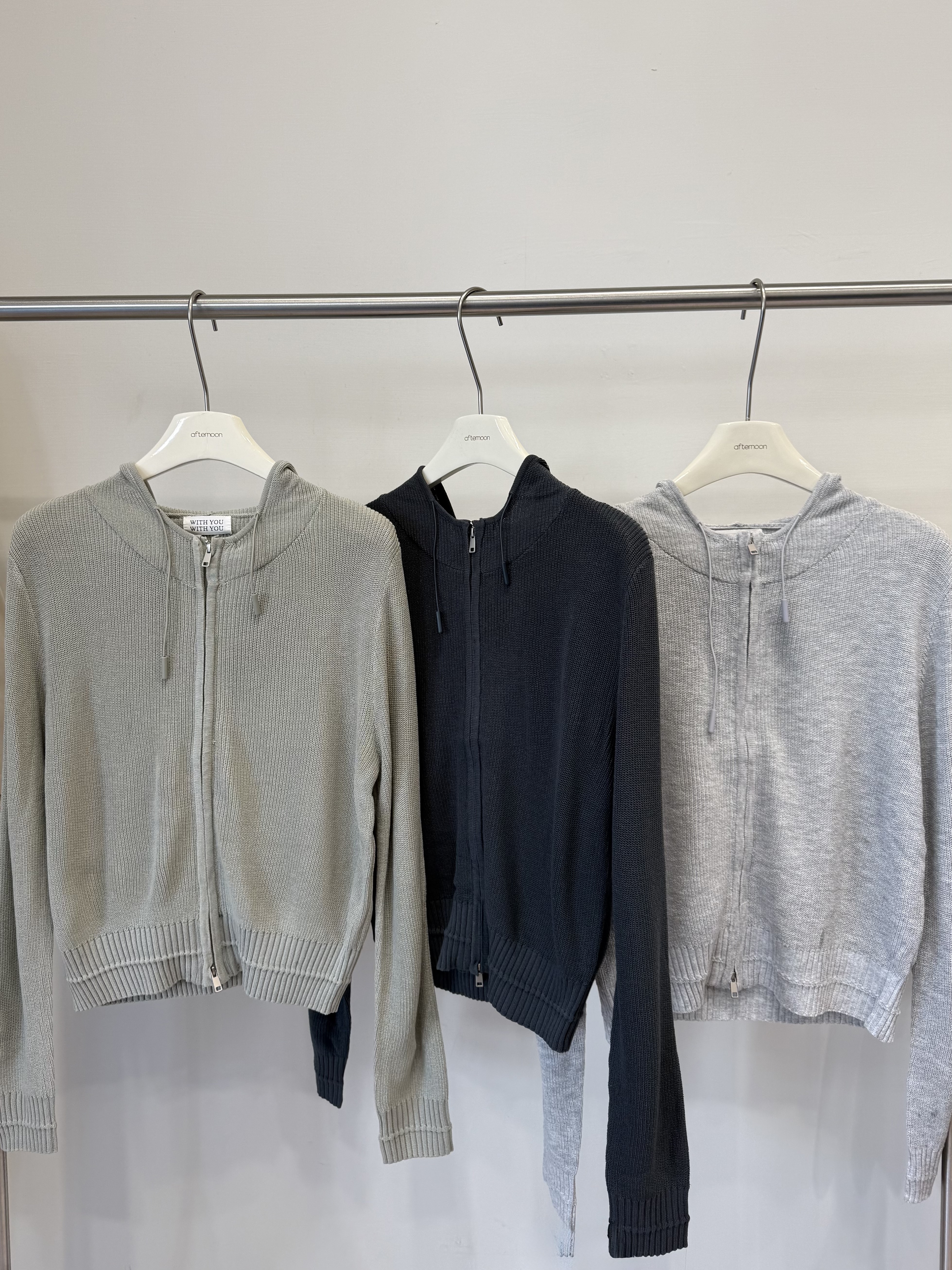 098 薄針織連帽外套