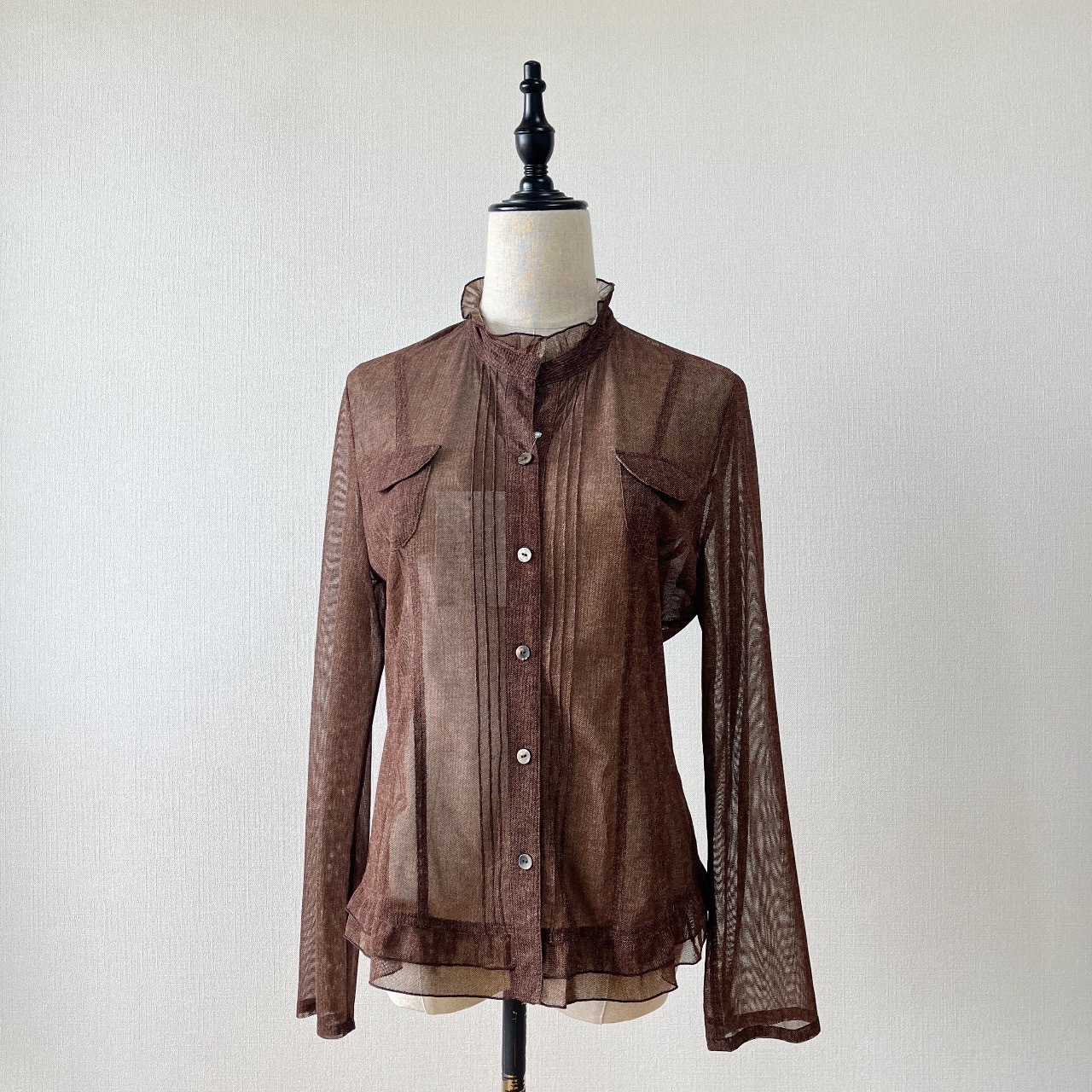 啡色豹紋透視上衣