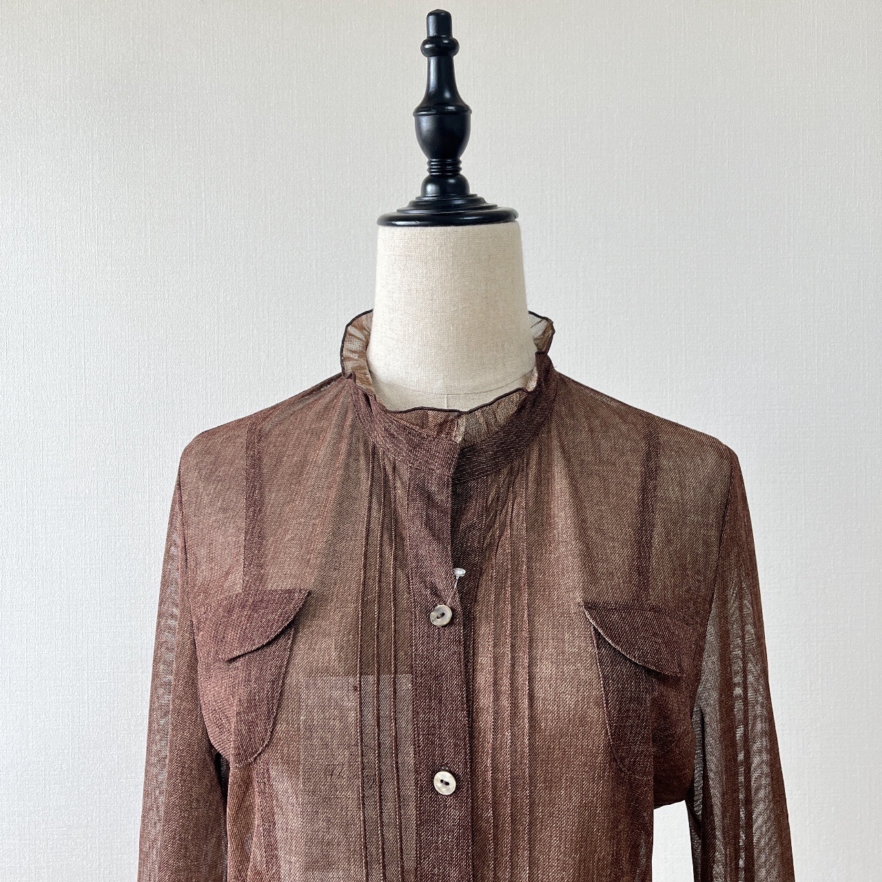 啡色豹紋透視上衣