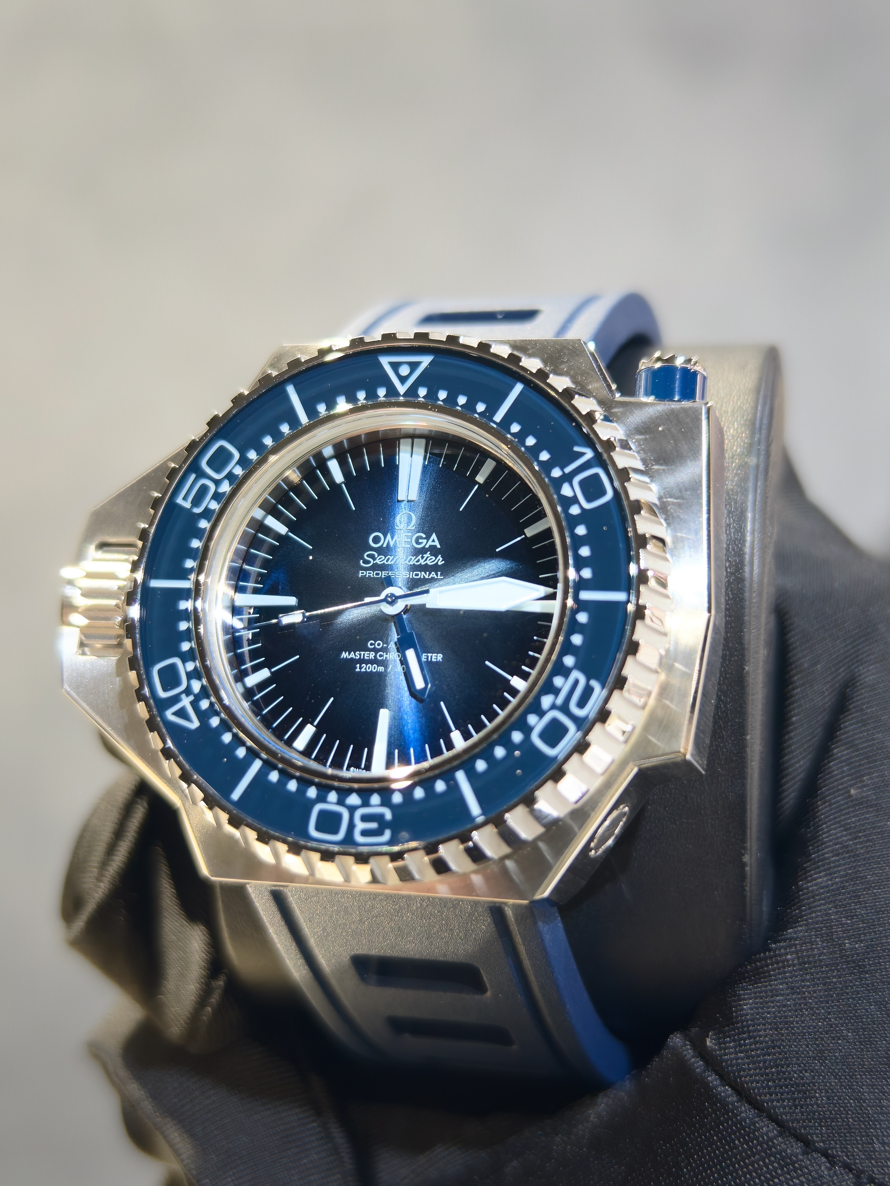 BRAND NEW OMEGA SEAMASTER PLOPROF 1200M 227.32.55.21.03.001 22732552103001 75th anniversary SUMMER BLUE DIAL O-MEGASTEEL RUBBER STRAP 55M