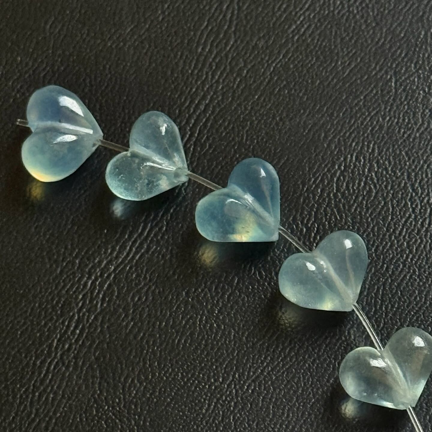 [原石] 海藍寶 愛心 通孔 串珠配件