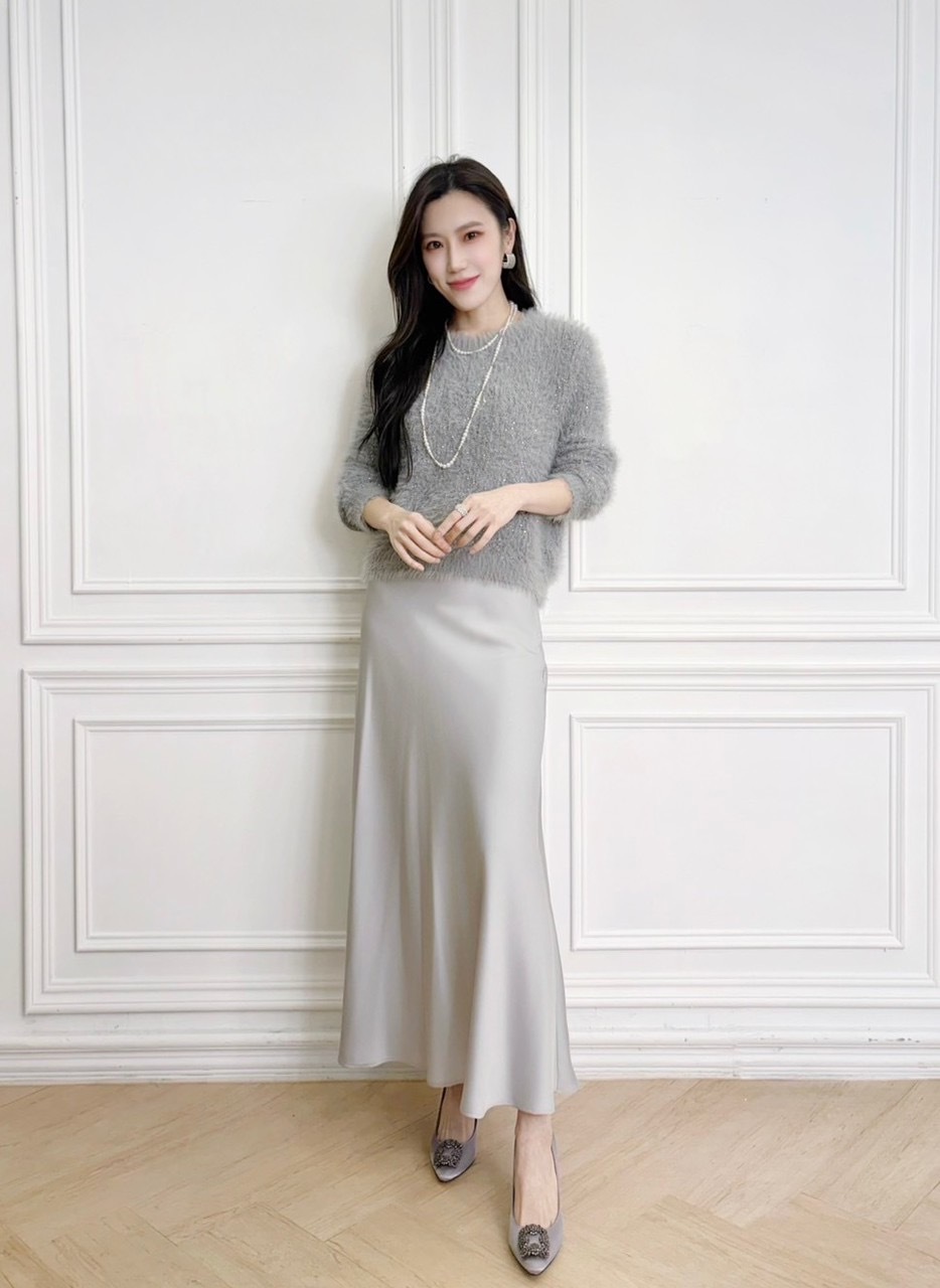 質感光澤緞面裙